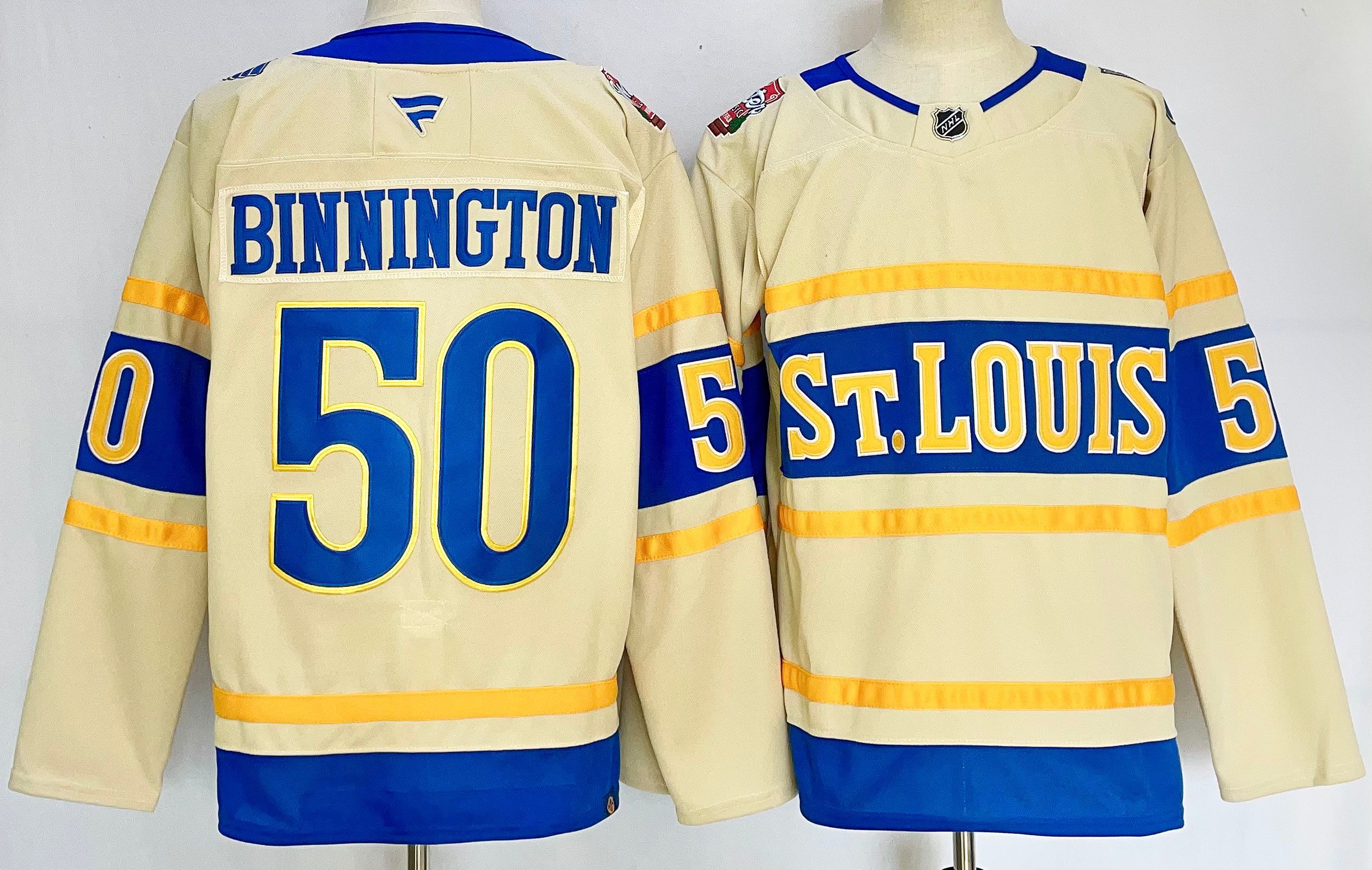 Men St.Louis Blues #50 Binnington Cream 2025 Home Premier Player NHL Jersey->st.louis blues->NHL Jersey
